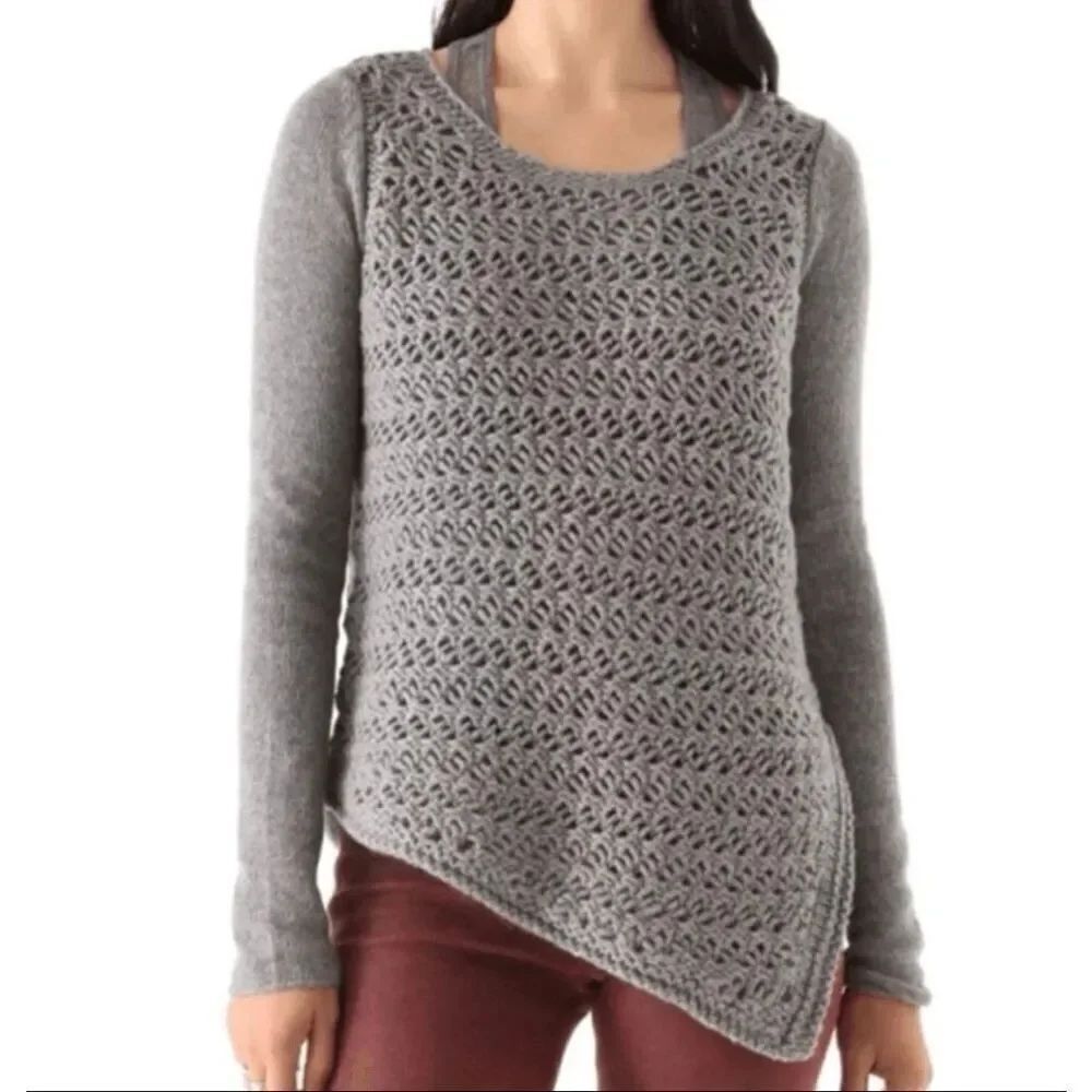 Helmut Lang asymmetrical open-knit wool/cashmere blend grey sweater size P (XS)